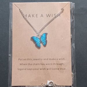 Blue Butterfly Pendant Necklace
